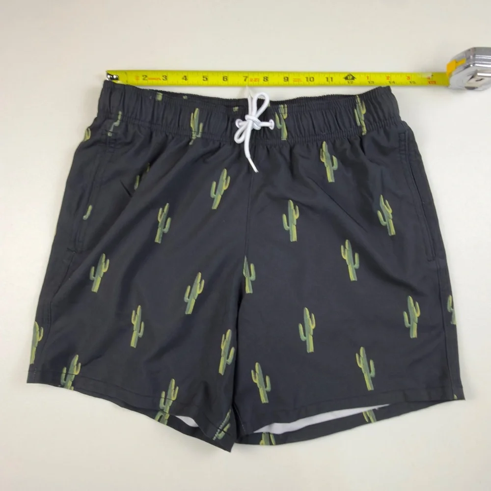Hollister Black Swim Shorts with Green Cactus Size Small 🌵🌊